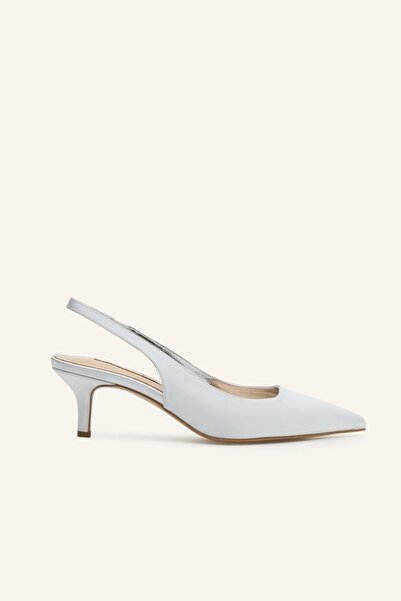 MARCATELLI Gümüş Saten Mini Topuklu Stiletto