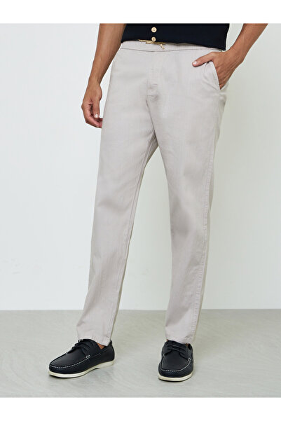 Styli Men Cotton Slub Solid Pants with Side Pocket