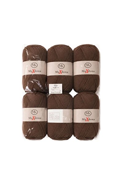 MAXDONA Premium Wool Yarn - Dark Brown Color - Pack of 6 Skeins