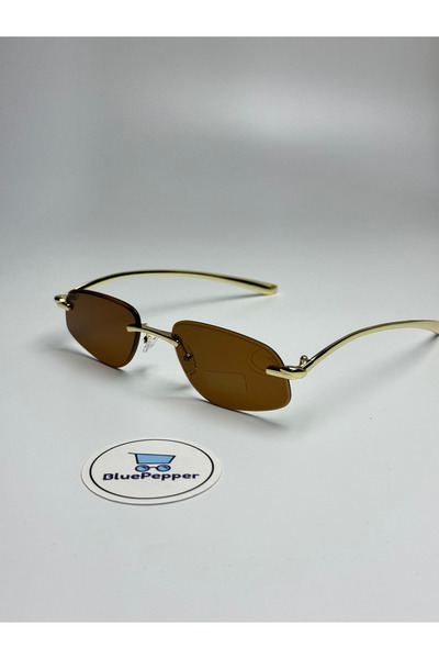 BluePepper Botela V3 |   Sunglasses Rimless Geometric Brown Glass |   Gold Sa...