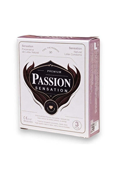 Passion Кондоми Sensation, 3 броя – текстурирани, латексови, с лубрикант, 52 мм