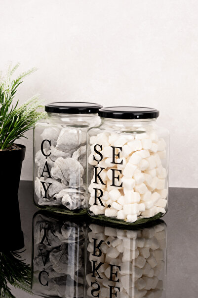 Dolkin Home Set of 2 1-Liter Decorative Glass Jars with Metal Lids and Labels...