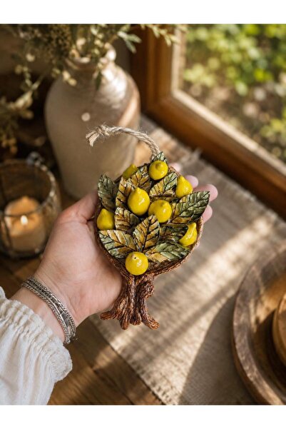 Decorative Lemon Themed Ceramic Wall Ornament Small Size 15x10 cm