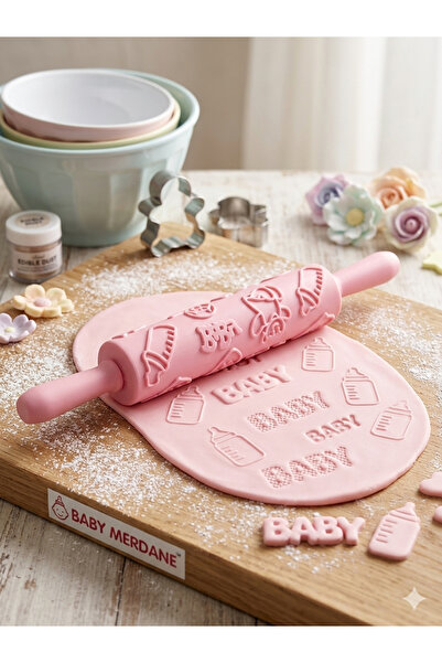 Deniz Party Store Bebek Desenli Şeker Hamuru Pasta Dekor Merdanesi 39 cm 1 Adet