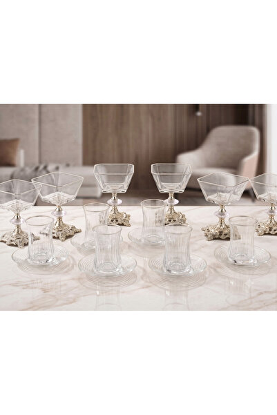 ASSA BAZAAR Gold Detailed 18-Piece Luxury Glass Presentation and Serving Set,...