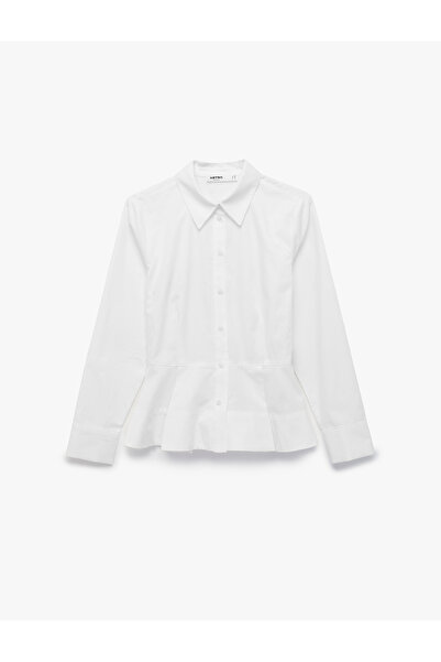 Koton Cotton Long Sleeve Buttoned Classic Collar Peplum Shirt