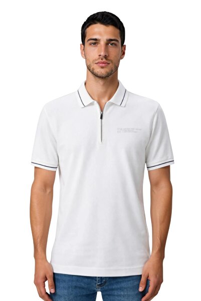 Arma Ar-Ma Men's Polo Collar T-Shirt Without Print Basic Collar Zippered Knit...