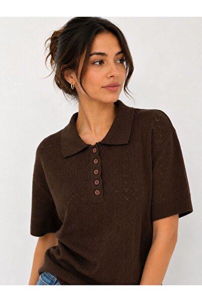 ModaYaren TRICOU TRENDY CU GULER POLO, CU NASTURI DECORATI