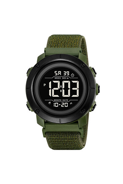 Skmei Ceas sport digital 2497 Verde militar – Curea din nailon, Rezistent la ...