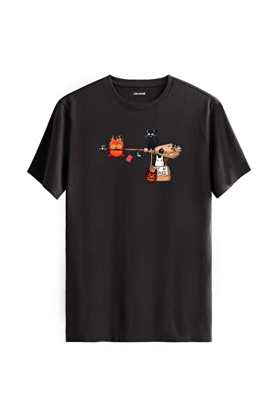 Colermi Witch Cat and Cute Spirits Design T-Shirt
