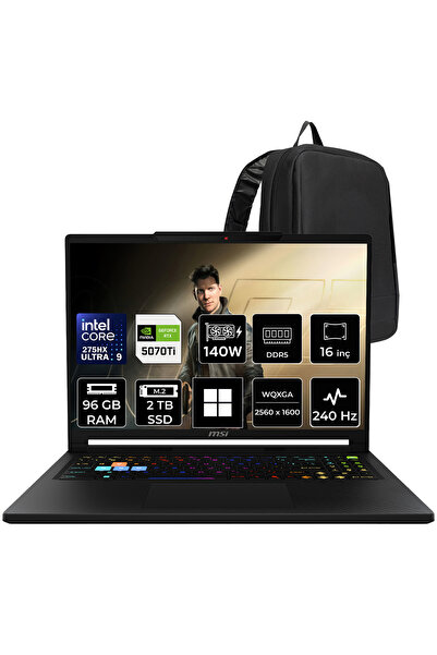 MSI Raider 16 HX Core Ultra 9 275HX RTX 5070 Ti 12GB 140W 96GB RAM 2TB SSD 16...