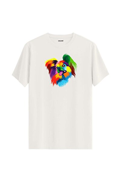 Colermi Colorful Milo Papillon Dog Printed T-Shirt
