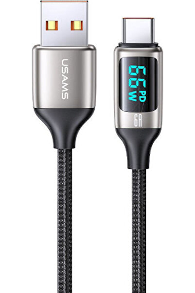 Usams US-SJ544 Πλεγμένο καλώδιο USB 2.0 με LED, USB-C αρσενικό σε USB-A, Ασημ...