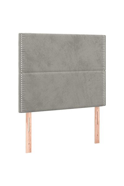 vidaxl Tăblie de pat gri deschis 100x5x118/128 cm catifea