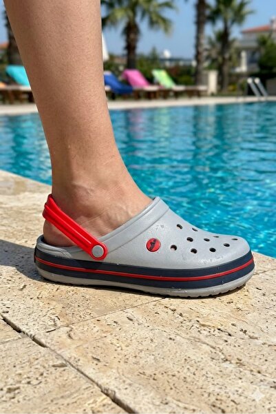 Akınal Bella Papuci Akınalbella Unisex Sabo Hospital Grey Gri Bleumarin Roșu