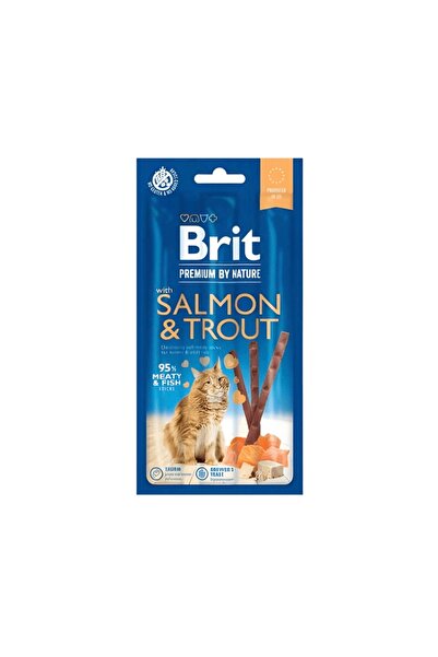 Brit بريت مكافأة 3 اعواد للقطط بسمك السالمون والمرقط