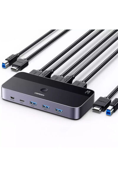 Ugreen Cm664 Διακόπτης HDMI 2 σε 1 KVM Μαύρο