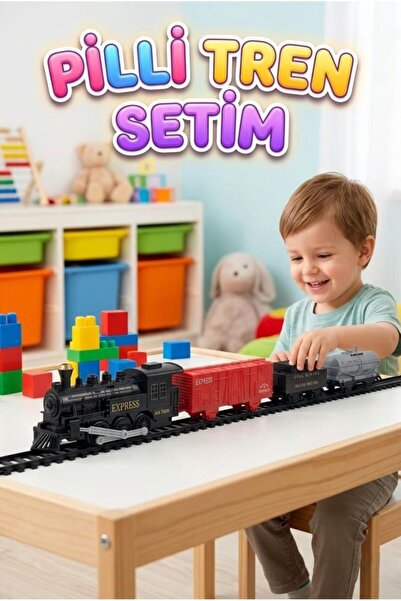 Tıfıl Toys 12 Parça Pilli Tren Seti – Işıklı ve Duman Çıkaran Modüler Ray Sis...