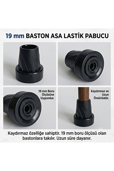 Adem Koç Baston Lastiği Kanedyen Koltuk Değneği Asa Lastiği Siyah 19 Mm (1 ADET)