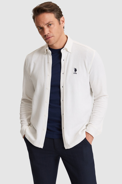 U.S. Polo Assn. Erkek Beyaz Örme Gömlek 50322140-VR013