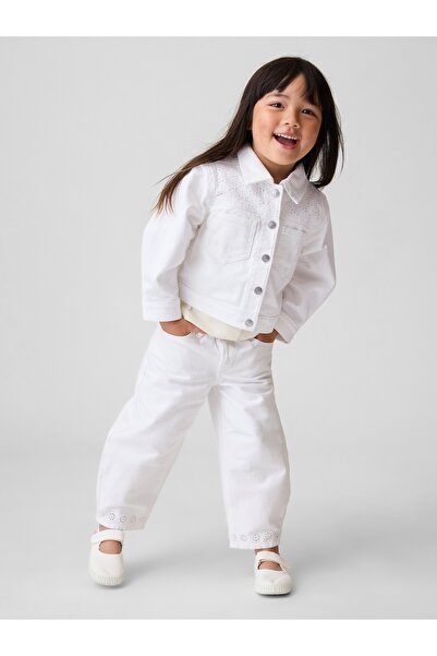 GAP Kız Bebek Beyaz Dantel Kenarlı Horseshoe Jean Pantolon