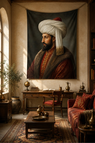 Vagonik Fatih Sultan Mehmet Portret Tapiserie de perete Banner din țesătură g...