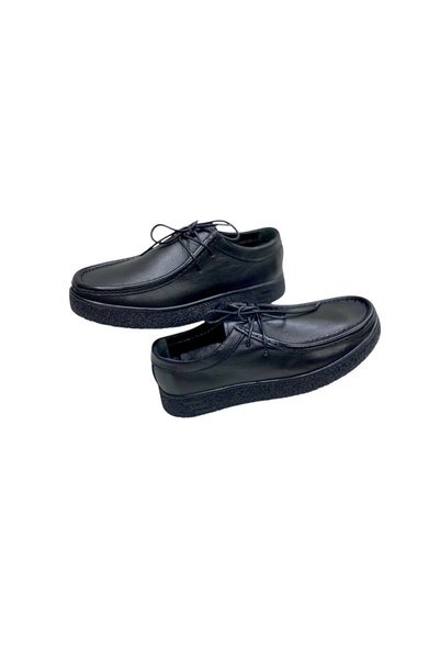 SULA Men's Two-Lace Leather Shoes with Black Leather Lining and Stitched Poly Sole