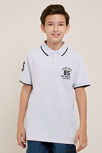 R&B Print Detail Polo T-Shirt with Short Sleeves