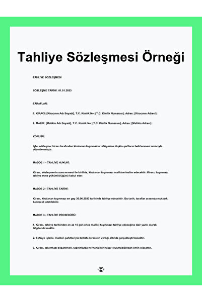 POWERCOLOR Tahliye Taahhütnamesi Kağıdı 100 Adet Tahlliye Taahhütnamesi 80 Gr...