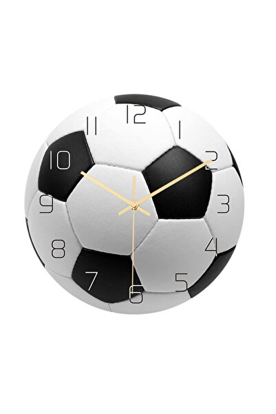 WINOMO Ceas de perete cu tematică fotbal, cu imprimeu minge de fotbal, rotund...