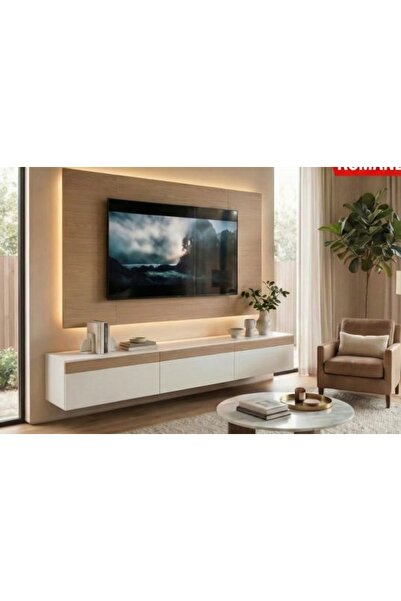 Vivense PURELINE LEDLİ DUVAR TV ÜNİTESİ, BEYAZ, 140 CM