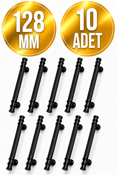 Regisan 128 MM SERT PLASTİK SİYAH SARMAŞIK KULP DOLAP KULPU 10 ADET