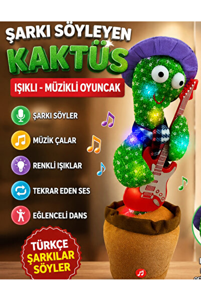 LRS STORE Dans Eden Kaktüs Oyuncak | Şarjlı Ses Tekrar Eden Işıklı Müzikli Ko...
