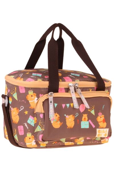 CalaCilo Two-Compartment Thermo School Lunch Bag - Party Printed Brown Color ...