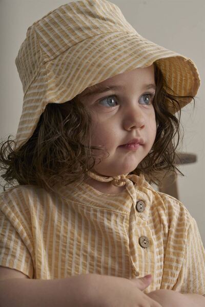 Oh La La Koala For Little Ones قبعة مخططة باللون الأصفر