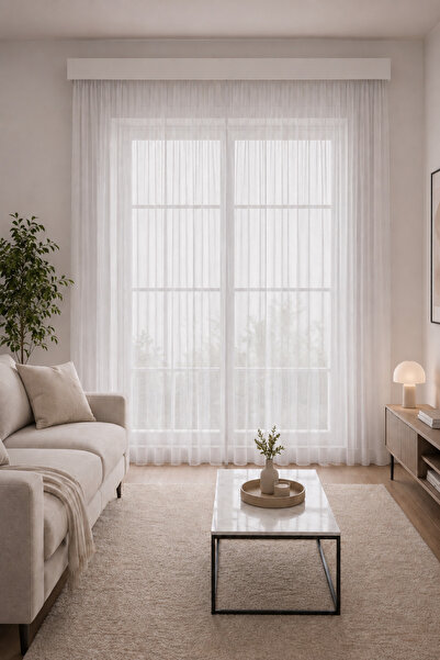 Elen's Natural, Iron-Free Living Room, Living Room Tulle Curtain, Premium Qua...