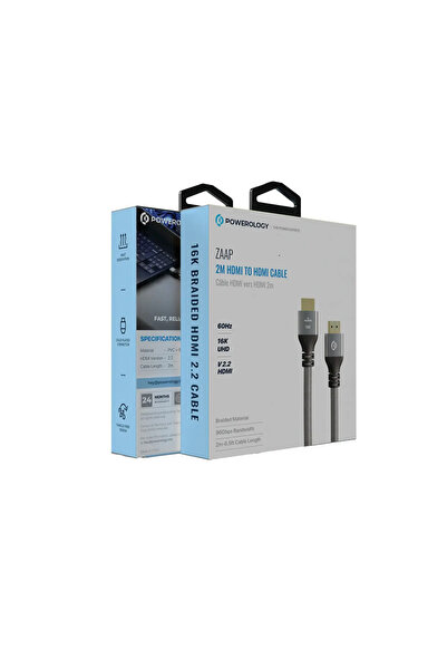 Powerology ZAAP 2m HDNI to HDMI Cable Gray