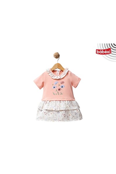 Babexi Girl's Floral Embroidered Ruffle Collar Muslin Skirted Summer Dress