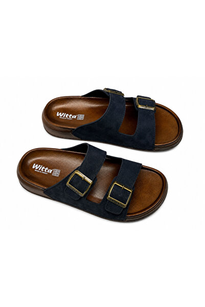vitta Witta Men's Double Buckle Orthopedic Daily Slippers Navy Blue 41-44