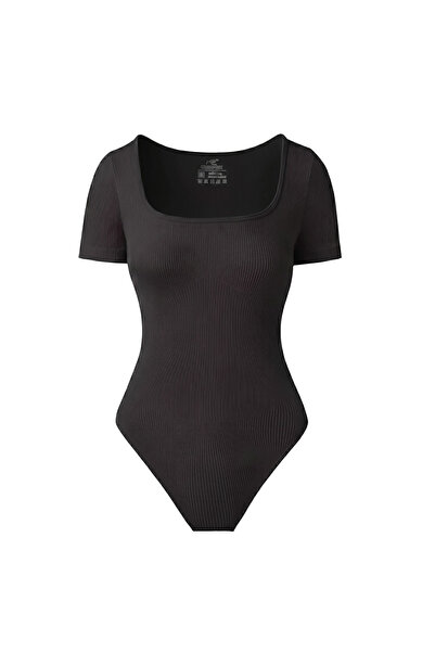 OEM Body modelant pentru femei cu mânecă scurtă Basic antrenament sport negru S