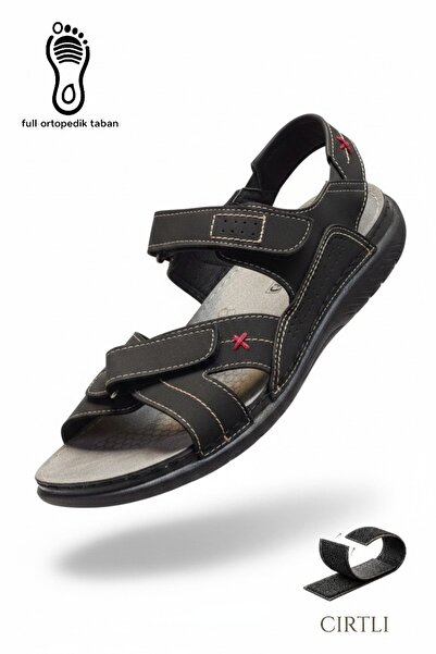 PAPATAY 2929 Orthopedic Sole Daily Men's Sandals - Black Light Sole Adjustabl...