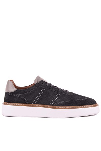 Shoetyle - Genuine Suede Leather Anthracite Gray Color Lace-Up Casual Men's S...