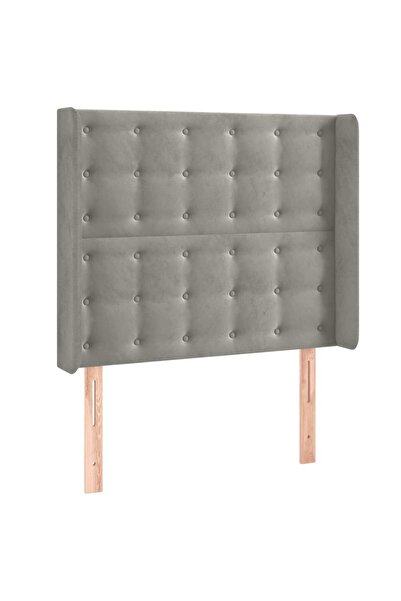 vidaxl Tăblie de pat cu aripioare gri deschis 83x16x118/128 cm catifea