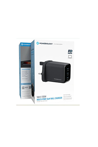 Powerology Volt-X 100W Multi-Port Gan Wall Charger Black