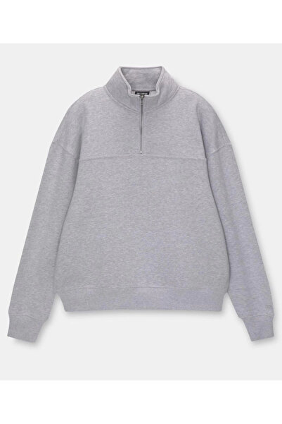 Beruflic Oversize Half Zipper Collar Basic Sweatshirt