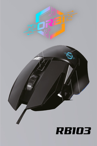 orbi Gaming Mouse Ergonomik Başparmak Destekli Kablolu Profosyonel Oyuncu Mou...