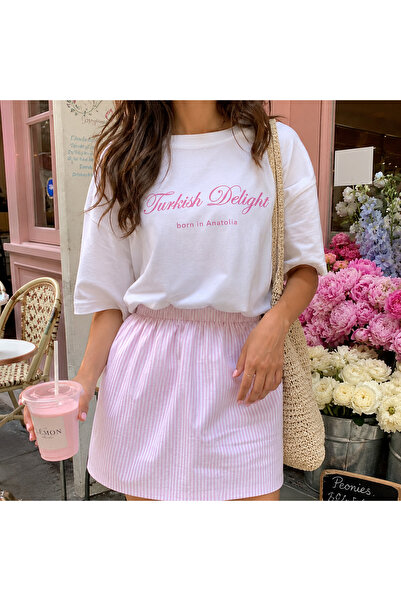 Fandr Store Beyaz %100 Pamuk Oversize Fit Turkish Delight T-shirt