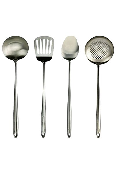 Smart Kitchen Long Handle Spoon Set for Cooking 4 Pieces Stainless Steel Spoo...