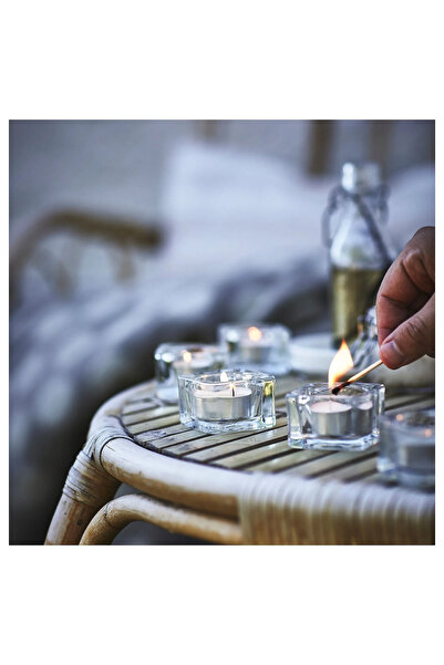IKEA JÄMLIK kokulu tealight mum, açık bej, 3.5 saat, vanilya