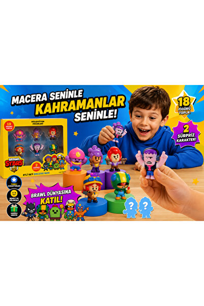 Cici Oyuncak Brawl Stars 8 li Deluxe Paket Gene Shelly Colt Jessie Frank Leon...
